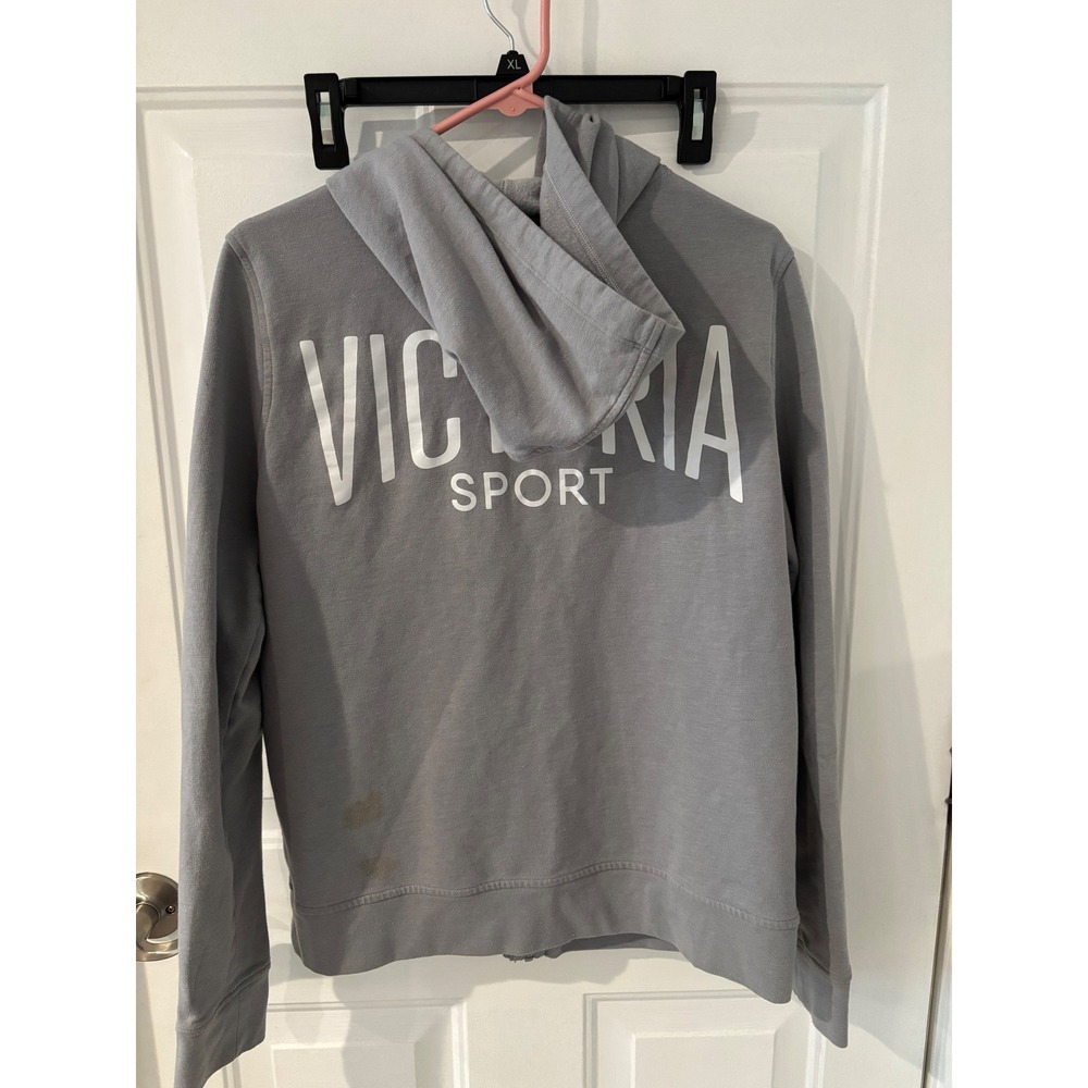 Victoria Sport‎ Gray Full Zip Hoodie Sweatshirt Womens Size L Pockets - Picture 5 of 5